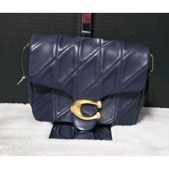 Coach Times Square Tabby Shoulder Bag 17 With Quilting  NAVY CW628 - Picture 1 of 16